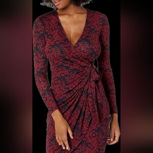 Elegant Red and Black Wrap Dress